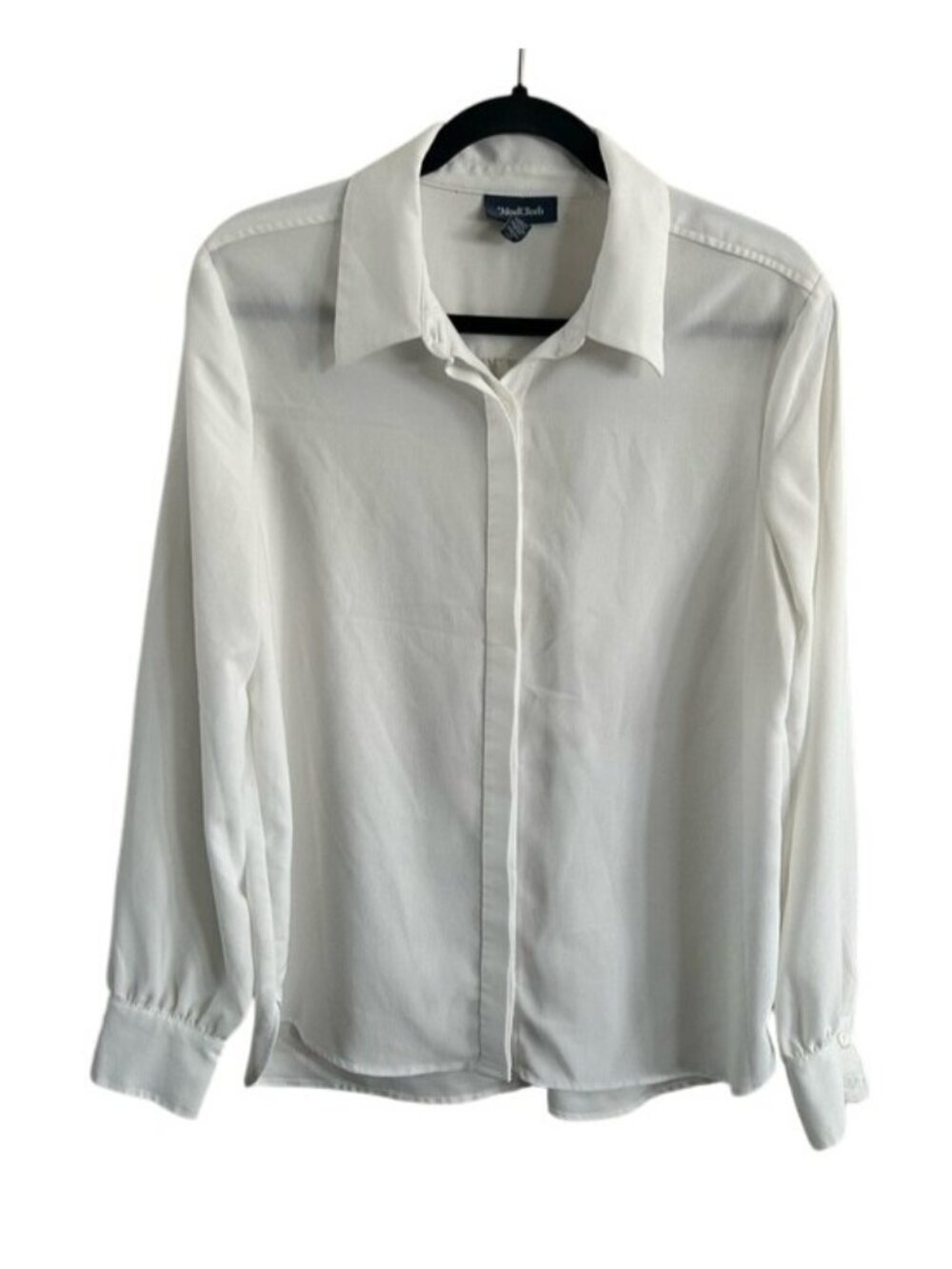 ModCloth White Long-Sleeve Dress Shirt Sz Medium Classic Layering